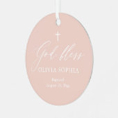 Dusty Pink Cross Girl Baptism Ceramic Ornament (Voorkant links)