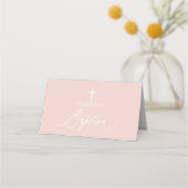 Dusty Pink Cross Girl Baptism Folded Place Card Plaatskaartje (Achterkant)