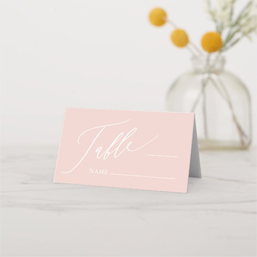 Dusty Pink Cross Girl Baptism Folded Place Card Plaatskaartje (Voorkant)