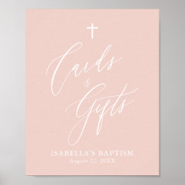 Dusty Pink Cross Girl Baptism Kaarten & Gifts Post Poster