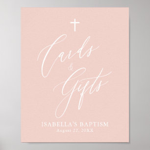 Dusty Pink Cross Girl Baptism Kaarten & Gifts Post Poster
