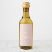Dusty Pink Cross Girl Baptism Mini Wine Label Wijn Etiket (Voorkant)