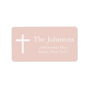 Dusty Pink Cross Girl Baptism Return Label
