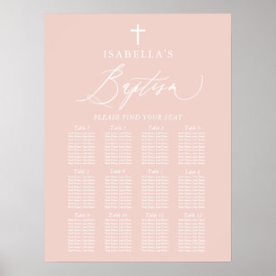 Dusty Pink Cross Girl Baptism Separatieschema Poster