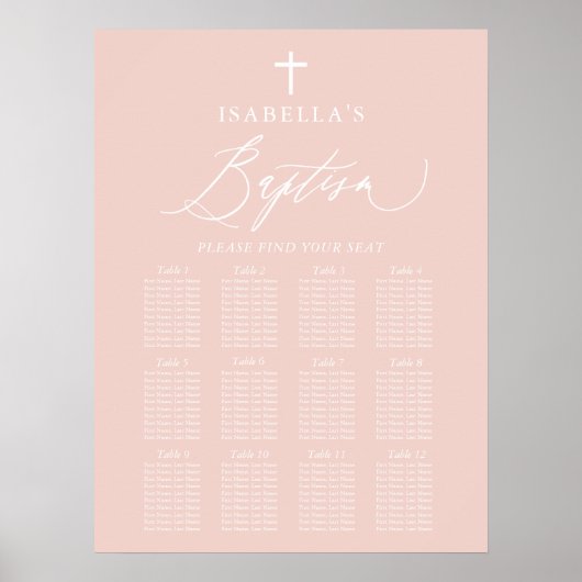 Dusty Pink Cross Girl Baptism Separatieschema Poster (Voorkant)