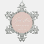 Dusty Pink Cross Girl Baptism Snowflake Ornament (Voorkant)