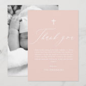 Dusty Pink Cross Girl Foto Baptisme Hartelijk dank Kaart (Voorkant / Achterkant)