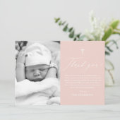 Dusty Pink Cross Girl Foto Baptisme Hartelijk dank Kaart (Staand voorkant)