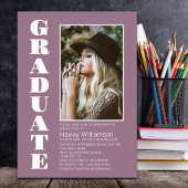 Dusty Pink Custom Photo Graduation Party Kaart