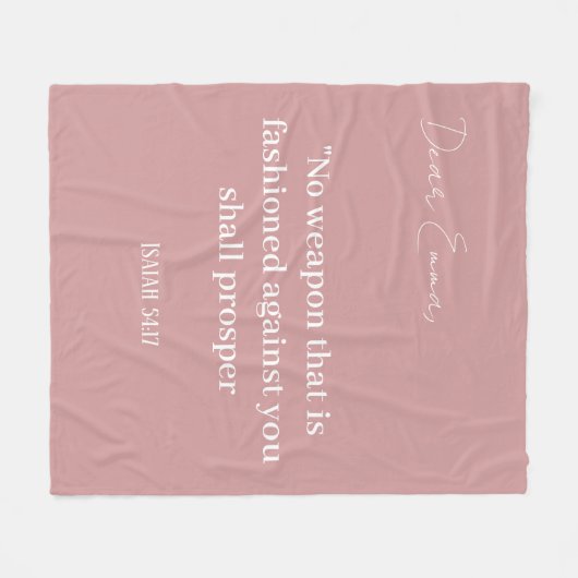 Dusty Pink Custom Text Scripture Christian Name Fleece Deken (Voorkant (Horizontaal))