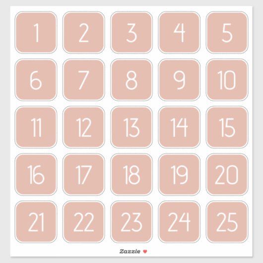 Dusty Pink Customizable Square Number Stickers (Vel)