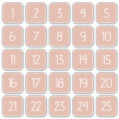 Dusty Pink Customizable Square Number Stickers (Voorkant)