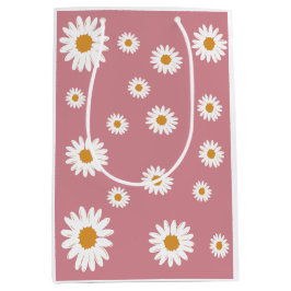 Dusty Pink Daisy Floral Gift Bag Medium Cadeauzakje