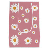 Dusty Pink Daisy Floral Gift Bag Medium Cadeauzakje (Achterkant)