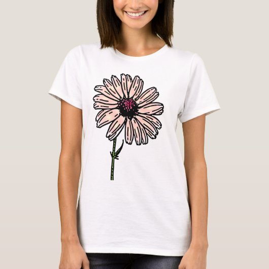 Dusty Pink Daisy  flower T-shirt (Voorkant)