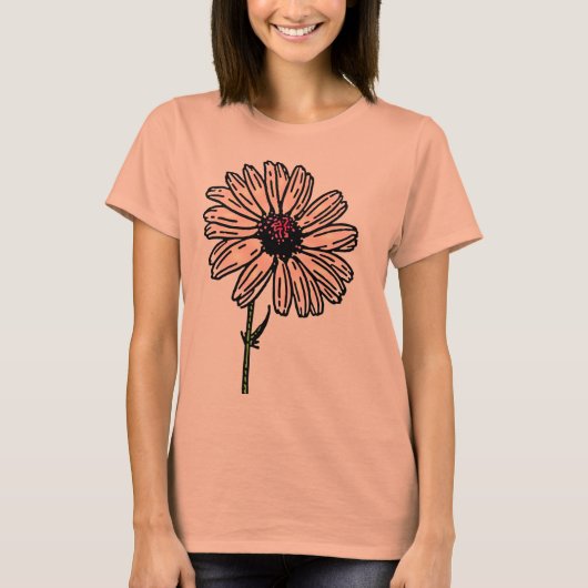 Dusty Pink Daisy  flower T-shirt (Voorkant)