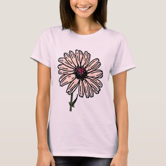 Dusty Pink Daisy flower T-shirt (Voorkant)