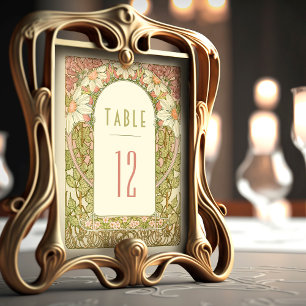 Dusty Pink Daisy Table Numbers  Art Nouveau Kaart