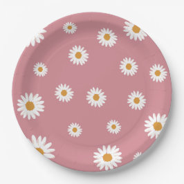 Dusty Pink Daisy Theme Paper Borden Papieren Bordje