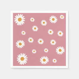 Dusty Pink Daisy Theme Paper Servet