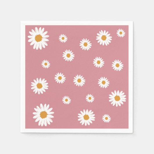 Dusty Pink Daisy Theme Paper Servet (Voorkant)