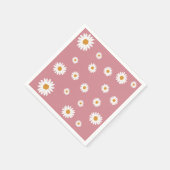 Dusty Pink Daisy Theme Paper Servet (Hoek)