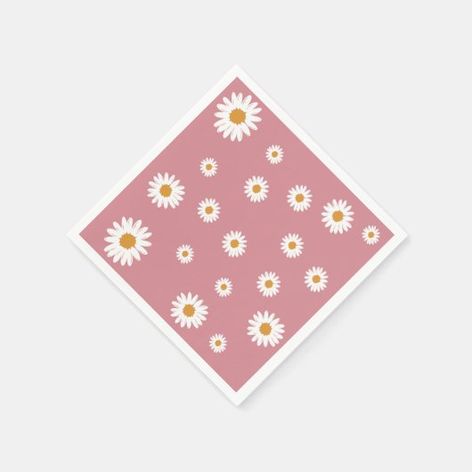 Dusty Pink Daisy Theme Paper Servet (Hoek)