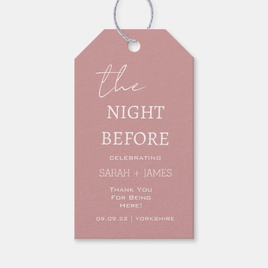 Dusty Pink de avond voor de bruiloft Cadeaulabel (Voorkant)