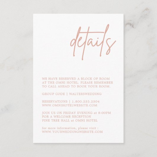 Dusty Pink Detail Enclosure Card Informatiekaartje (Voorkant)