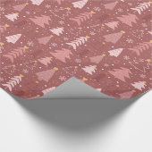 Dusty Pink Doodle Christmas Tree Holiday Pattern Cadeaupapier (Hoek)