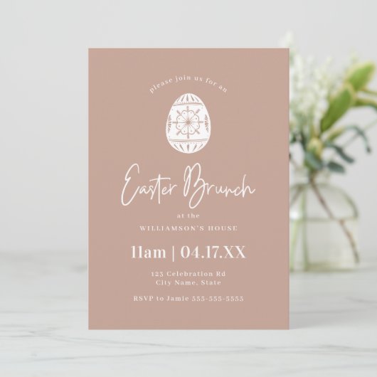 Dusty Pink Easter Brunch Uitnodiging (Staand voorkant)
