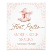 Dusty Pink Eerste Rodeo 1e Verjaardag Party Sign Foto Afdruk (Voorkant)