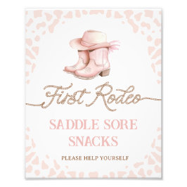 Dusty Pink Eerste Rodeo 1e Verjaardag Party Sign Foto Afdruk