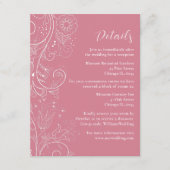Dusty Pink Elegant Bloemen Bruiloft Details Informatiekaartje (Voorkant)
