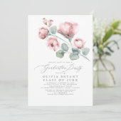 Dusty Pink Elegant Boho Floral Graduation Party Kaart (Staand voorkant)