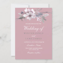 Dusty Pink Elegant Floral Wedding Invitation