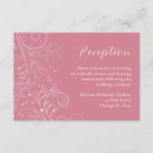 Dusty Pink Elegant Floral Wedding Receptie Informatiekaartje (Voorkant)