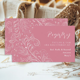 Dusty Pink Elegant Floral Wedding Registry Informatiekaartje