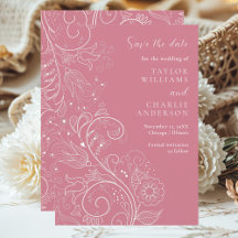 Dusty Pink Elegant Floral Wedding Save The Date