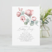Dusty Pink Elegant Romantische Bloemen Verjaardag Kaart (Staand voorkant)