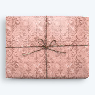 Dusty Pink Elegant Victoriaans Damask Cadeaupapier
