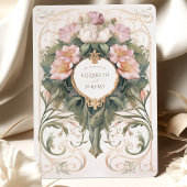 Dusty Pink en Cream Art Nouveau Bruiloft Kaart