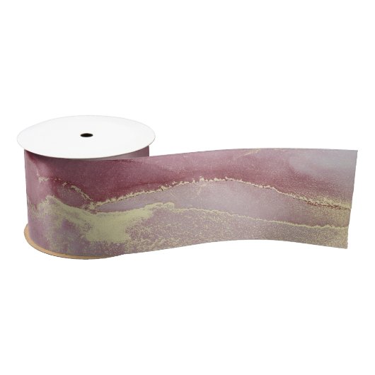 Dusty Pink en Gold Abstract Satijnen Lint (Spoel)