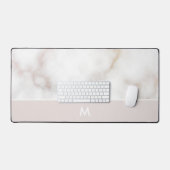 Dusty Pink en Gold Marble Monogram Bureaumat (Keyboard & Muis)