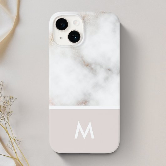 Dusty Pink en Gold Marble Monogram Case-Mate iPhone Case
