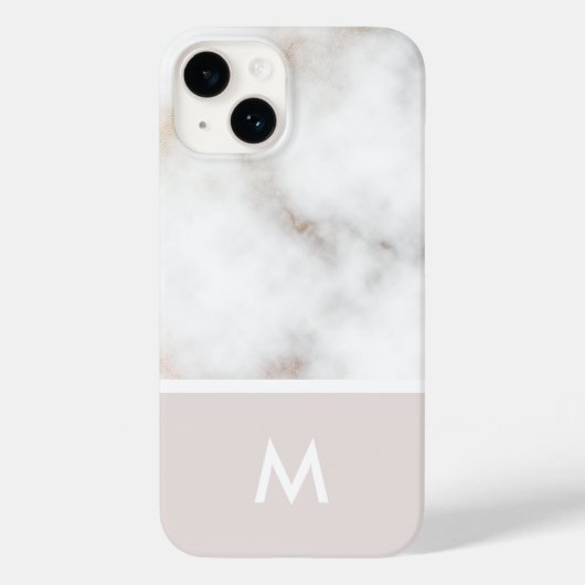 Dusty Pink en Gold Marble Monogram Case-Mate iPhone Case (Achterkant)