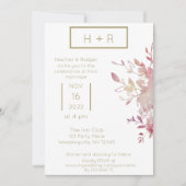 Dusty Pink en Gold Modern Minimalist Wedding Kaart (Voorkant)