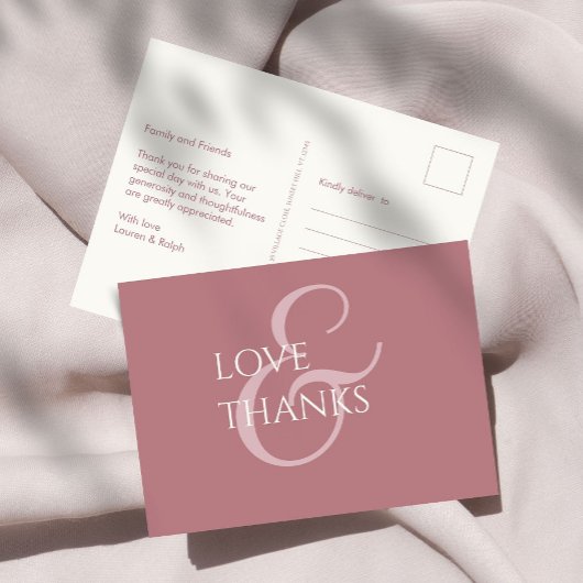 Dusty Pink en Ivory Non-Photo Dank u Briefkaart