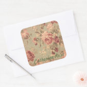 Dusty Pink en Sage Green Rozen gepersonaliseerd Vierkante Sticker (Envelop)
