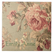 Dusty Pink en Sage Green Rozen op maat Tegeltje (Voorkant)